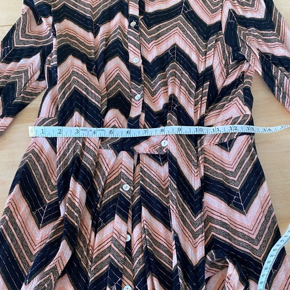Free People Chevron Long Sleeve Dress in Pink and Black - Picture 4 of 11